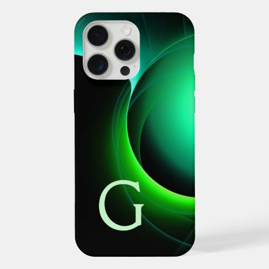 ECLIPSE MONOGRAM Levendig zwart groen iPhone Hoesje (Achterkant)