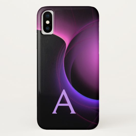 ECLIPSE MONOGRAM Levendig zwart paars Case-Mate iPhone Case (Achterkant)