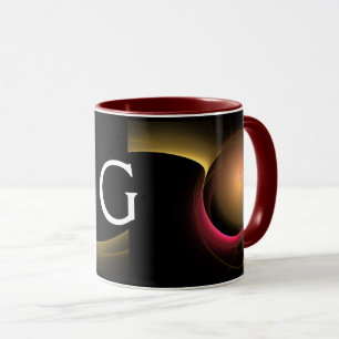 ECLIPSE MONOGRAM Roze gele zwarte fractals Mok