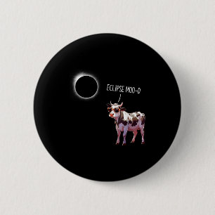 Eclipse Moo-d Grappige Koe Zonne-eclips Boer Cowbo Ronde Button 5,7 Cm