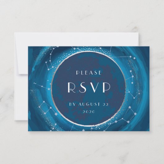 Eclipse Moon Wedding RSVP-kaart RSVP Kaartje (Voorkant)