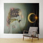 Eclipse Priestess Moon Occult Dark Witchy AI Art Wandkleed (In Situ (horizontaal))