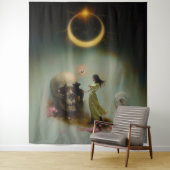 Eclipse Priestess Moon Occult Dark Witchy AI Art Wandkleed (In situ)