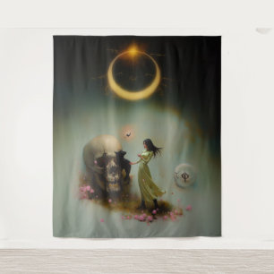 Eclipse Priestess Moon Occult Dark Witchy AI Art Wandkleed