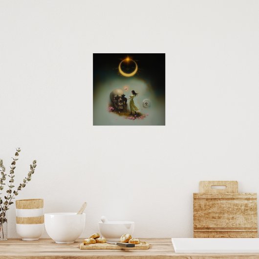 Eclipse Priestess Moon Witchy AI Art Matte Value Poster (Keuken)
