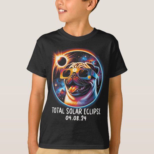 Eclipse Pug Dragen Gles Pet April 8 2024 T-shirt (Voorkant)