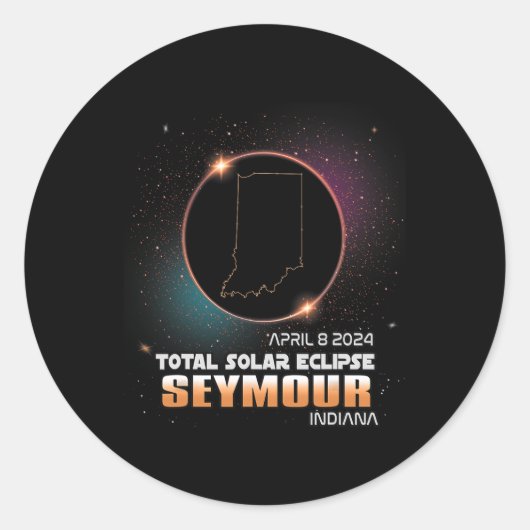 Eclipse Seymour Indiana Totale Zonsverduistering 2 Ronde Sticker (Voorkant)