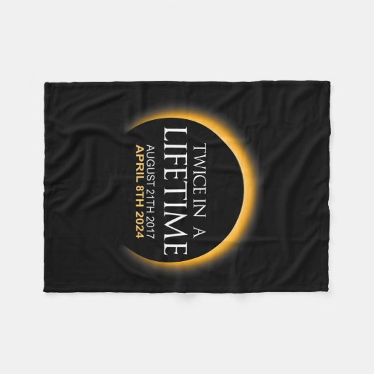 Eclipse twee keer in Leven 2024 Zonsverduistering Fleece Deken (Voorkant (Horizontaal))