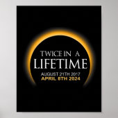 Eclipse twee keer in Leven 2024 Zonsverduistering Poster (Voorkant)