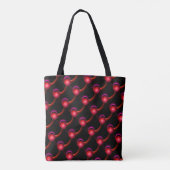 ECLIPSE Vibrant Red Blue Fractal Sphersen in zwart Tote Bag (Achterkant)
