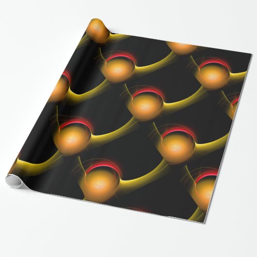 ECLIPSE Vibrant Red Yellow Black Cadeaupapier (Uitgerold)