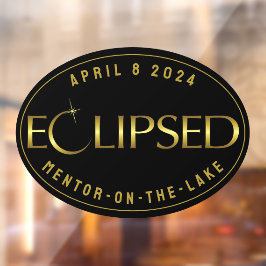 Eclipse zwart en goud je stad horloge bestemming raamsticker