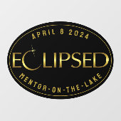 Eclipse zwart en goud uw stad horloge bestemming raamsticker (Vel)