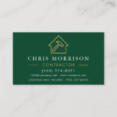 Eco Algemene Bouw Modern Groen Goud QR Code Visitekaartje (Voorkant)