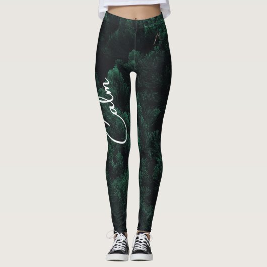 Eco-chique groene minimalistische Natuur legging (Voorkant)