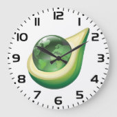Eco Earth Avocado Wereldbol Sustainable Planet Grote Klok (Voorkant)