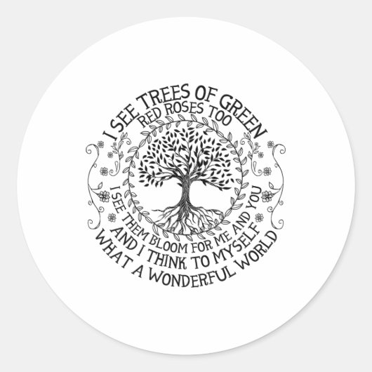 Eco Earth Day Shirten Ik zie groene bomen Ronde Sticker (Voorkant)