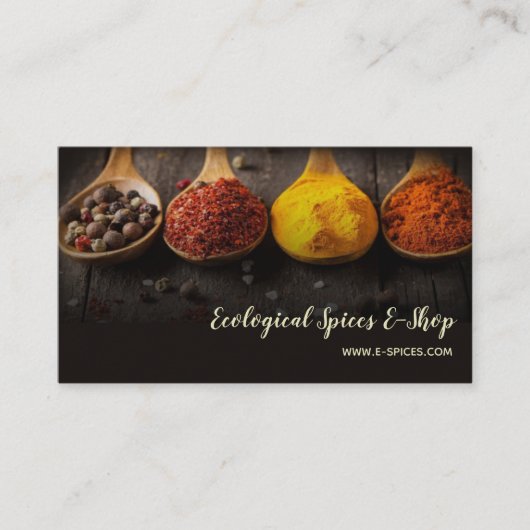 Eco Ecological Organic Spices Shop Bazar Boutique Visitekaartje (Voorkant)