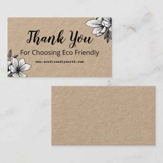 Eco Friendly Bedankt Visitekaartje (Voorkant / Achterkant)
