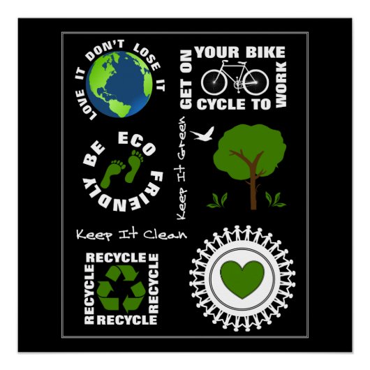 Eco Friendly Go Green Save Planet Earth werd geach Poster (Voorkant)
