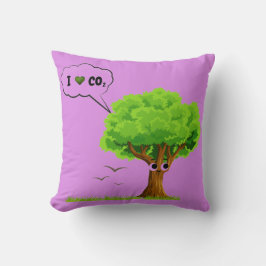 Eco-Friendly ‘I Love CO2’ Illustrated Tree  Kussen