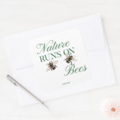 Eco-Friendly Pollinator Nature Runs On Bees Vierkante Sticker (Envelop)