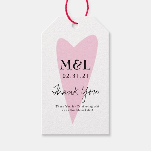 Eco Friendly Wedding Bold Pink Heart Cadeaulabel (Voorkant)