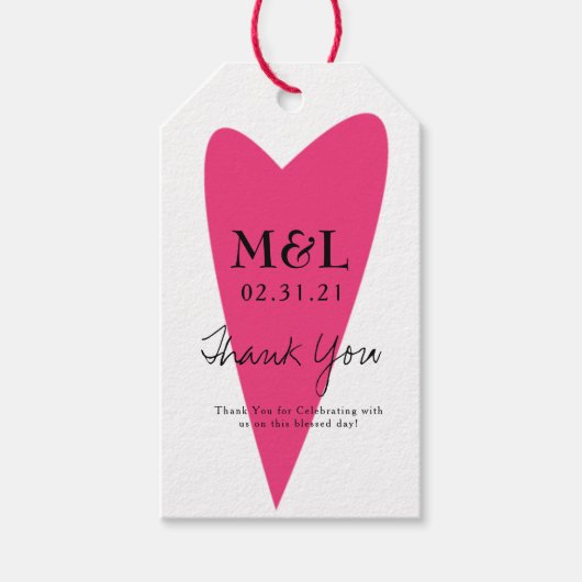 Eco Friendly Wedding Bold Pink Heart Cadeaulabel (Voorkant)