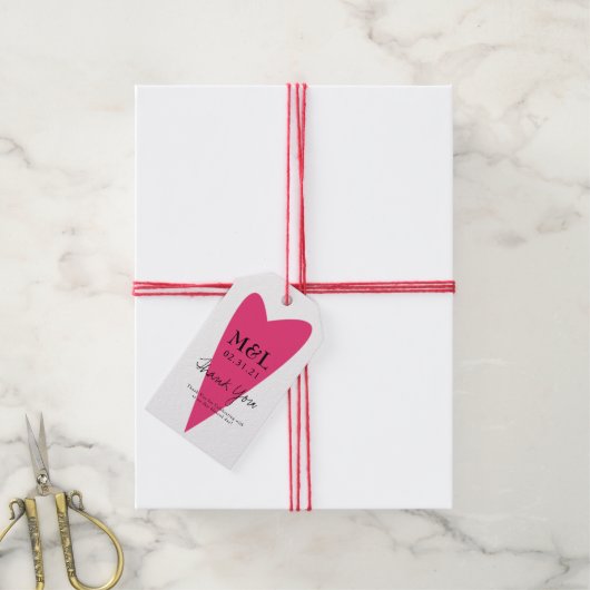 Eco Friendly Wedding Bold Pink Heart Cadeaulabel (Met Touw)