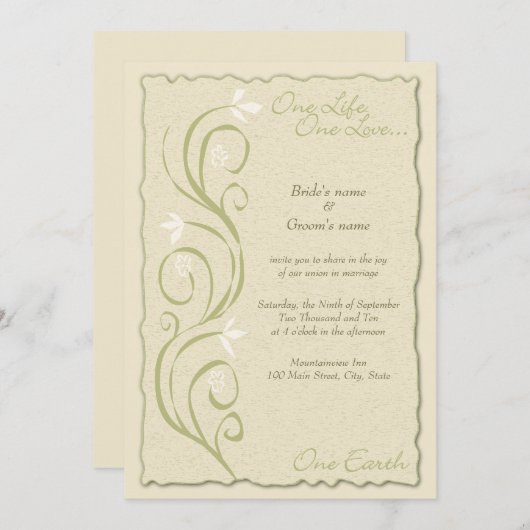 Eco-Friendly Wedding Invitation Kaart (Voorkant / Achterkant)