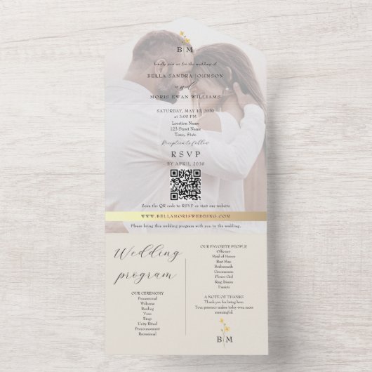 Eco-Friendly Wedding Program All In One Invitation Uitnodiging (Binnen)