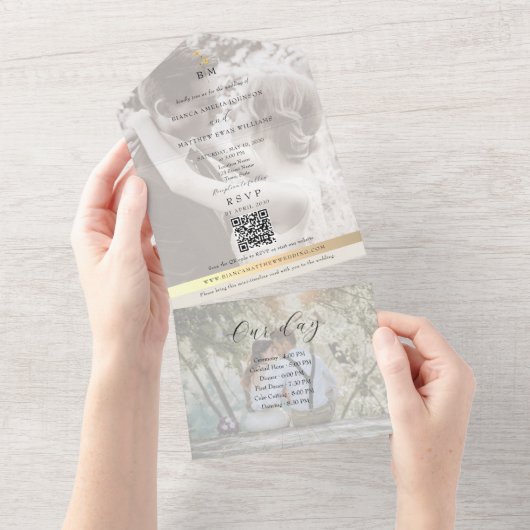 Eco-Friendly Wedding Timeline All In One Uitnodiging (Afscheurbaar)