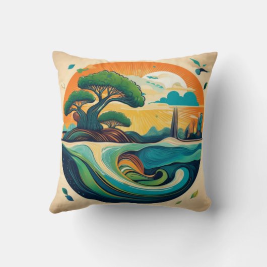 Eco-geïnspireerd landschapsontwerp kussen (Achterkant)