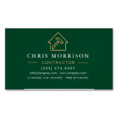 Eco General Construction Modern Green Gold QR Code Magnetisch Visitekaartje (Voorkant)