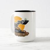 Eco Graafmachine planten groen in vuilnisopruiming Tweekleurige Koffiemok (Voorkant links)