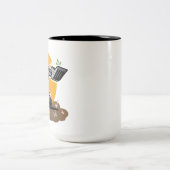 Eco Graafmachine planten groen in vuilnisopruiming Tweekleurige Koffiemok (Center)