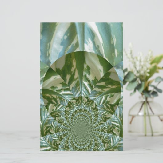 Eco Green Camo Kaleidoscope Art Print Design Briefpapier (Staand voorkant)