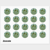 Eco Green Camo Kaleidoscope Art Print Design Ronde Sticker (Vel)