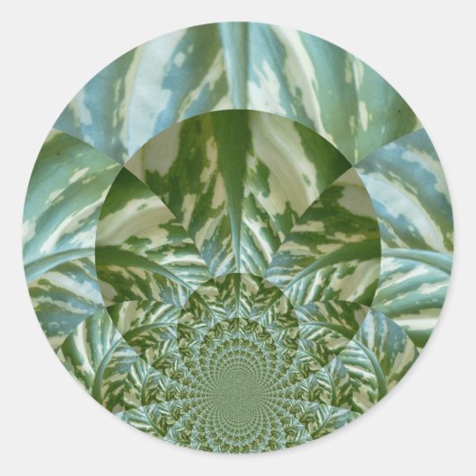 Eco Green Camo Kaleidoscope Art Print Design Ronde Sticker (Voorkant)