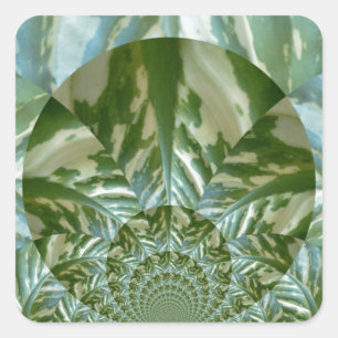 Eco Green Camo Kaleidoscope Art Print Design Vierkante Sticker