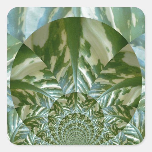 Eco Green Camo Kaleidoscope Art Print Design Vierkante Sticker (Voorkant)