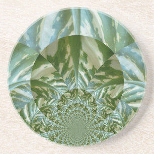 Eco Green Camo Kaleidoscope Art Print Design Zandsteen Onderzetter
