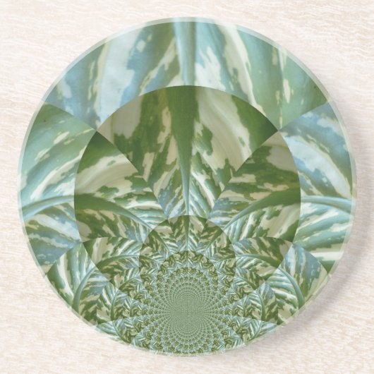 Eco Green Camo Kaleidoscope Art Print Design Zandsteen Onderzetter (Voorkant)