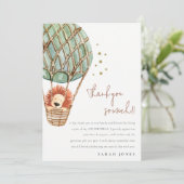 Eco Green Heet Luchtballon Leeuw Kinderen Verjaard Bedankkaart (Staand voorkant)