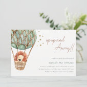 Eco Green Hot Air Ballon Lion Kind Birthday Invite Bedankkaart (Staand voorkant)