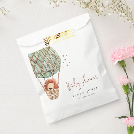 Eco Green Hot Air ballon Lion Magisch Baby shower Bedankzakje (Gezegeld)