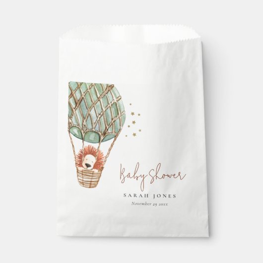 Eco Green Hot Air ballon Lion Magisch Baby shower Bedankzakje (Voorkant)