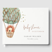 Eco Green Hot Air ballon Lion Magisch Baby shower Gastenboek (Voorkant)