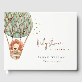 Eco Green Hot Air ballon Lion Magisch Baby shower Gastenboek
