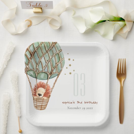 Eco Green Hot Air ballon Lion Papieren Bordje (Huwelijk)